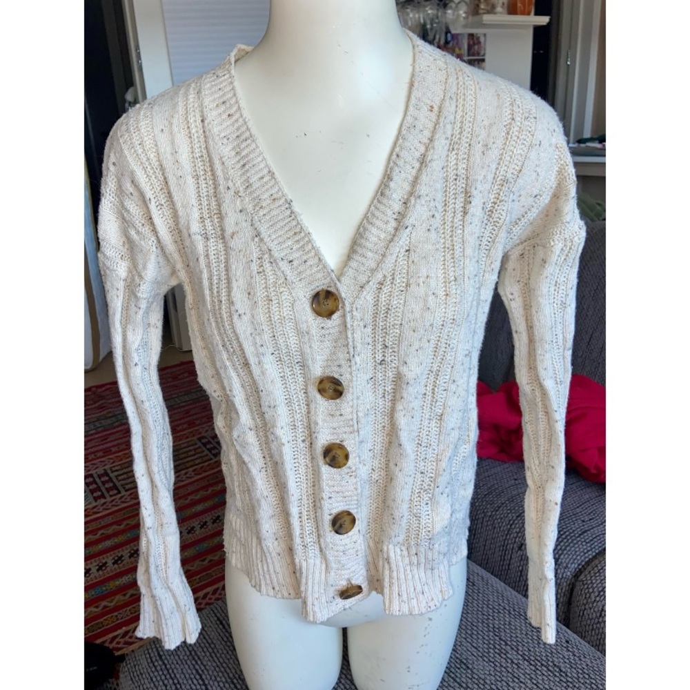 Lucky Brand Long-Slv Knit Button-up Sweater, Sz XS